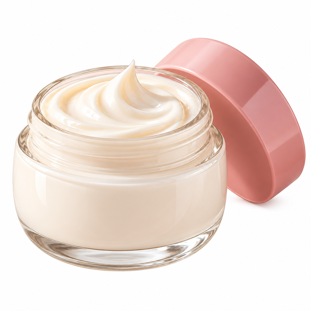 Couatye™ Daily Face Moisturizer in an Ivory Jar with a Rose Lid — full product view