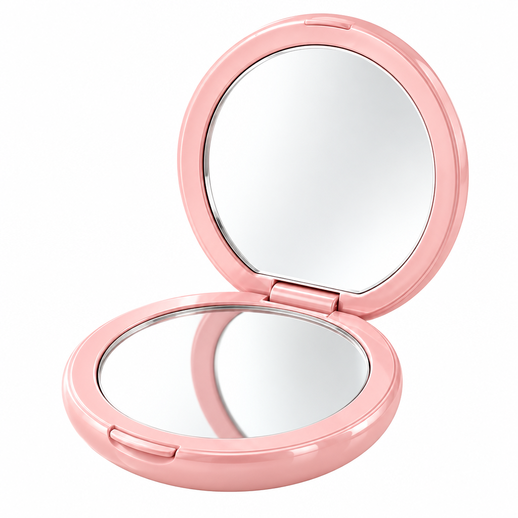 Couatye™ Pearl Blush Folding Compact Mirror — full product view