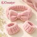 Couatye™ Blush Bow Spa Headband and Wristband Set — logo product image