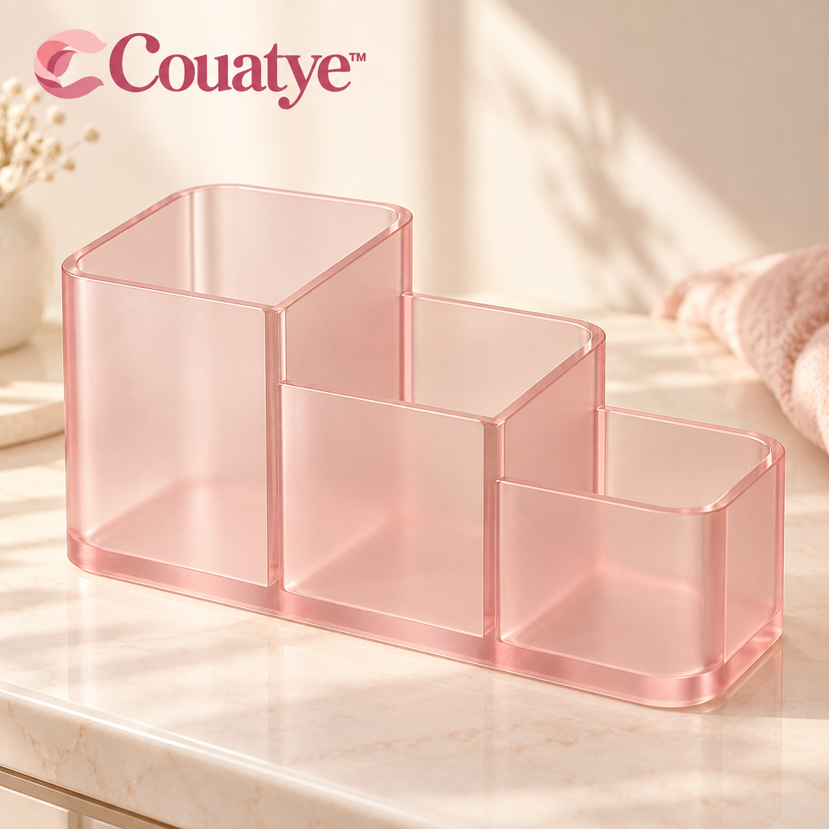 Couatye™ Three-Compartment Blush Vanity Organizer — logo product image