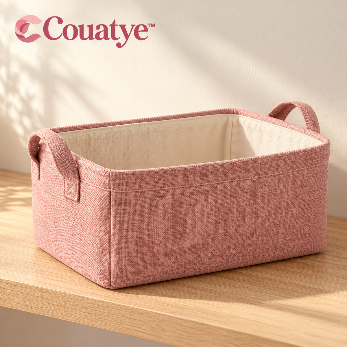 Couatye™ Dusty Rose Fabric Storage Basket with Cream Lining — logo product image